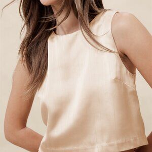 NWT - Banana Republic Factory Lurex Cropped Shell - Cream L